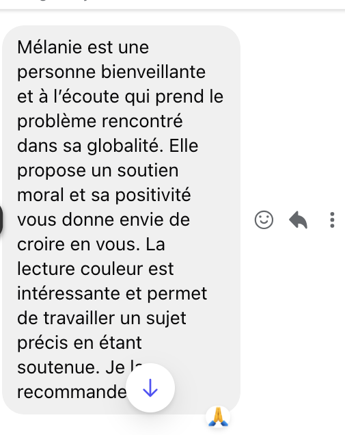 Texte en français sur fond clair, avec icônes de réaction, curseur et flèche de téléchargement.
